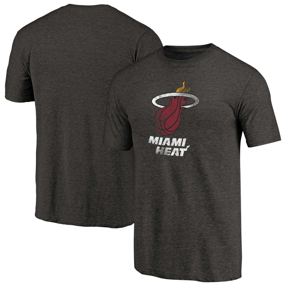 Black Miami Heat Distressed Logo Tri-Blend T-Shirt | NBA