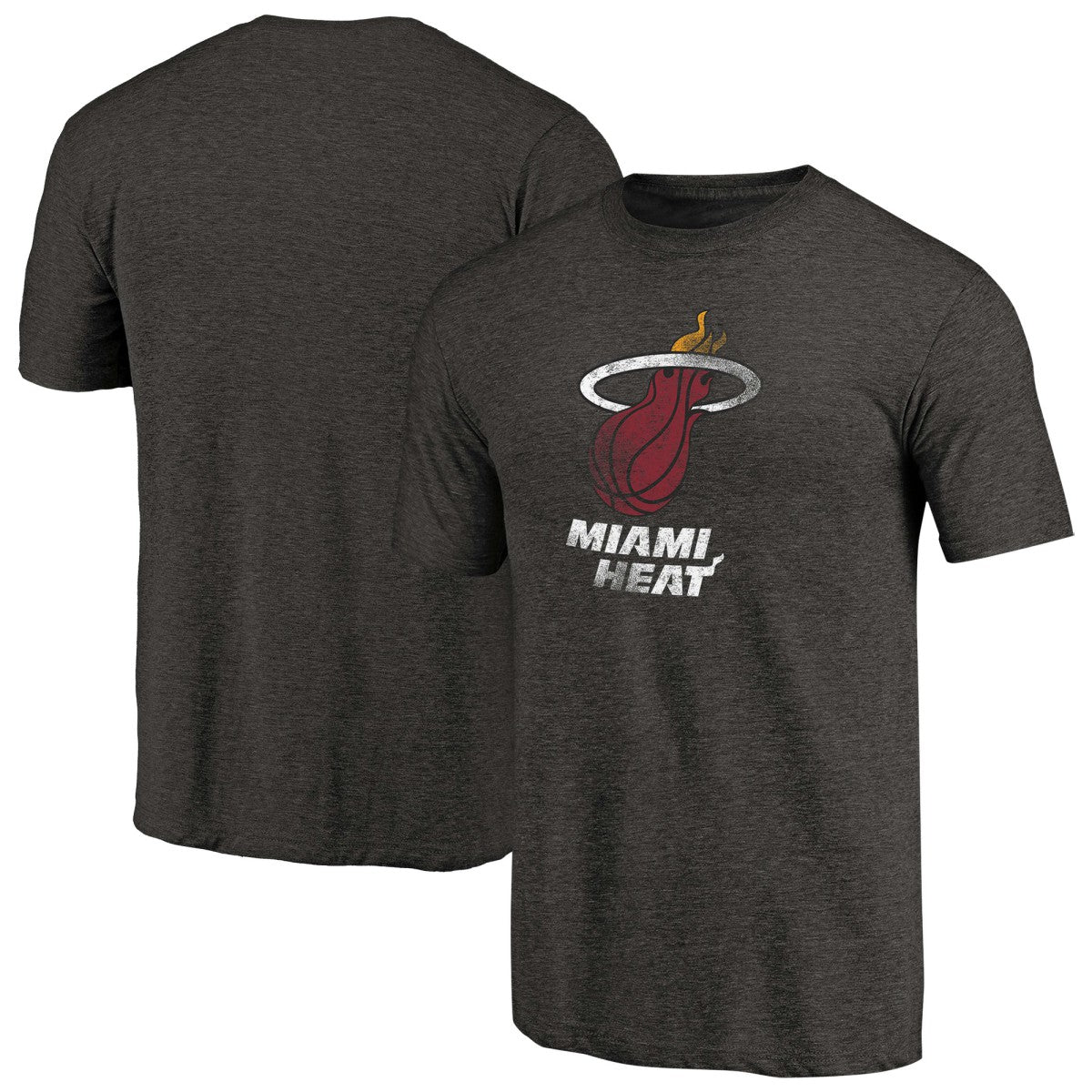 Black Miami Heat Distressed Logo Tri-Blend T-Shirt | NBA