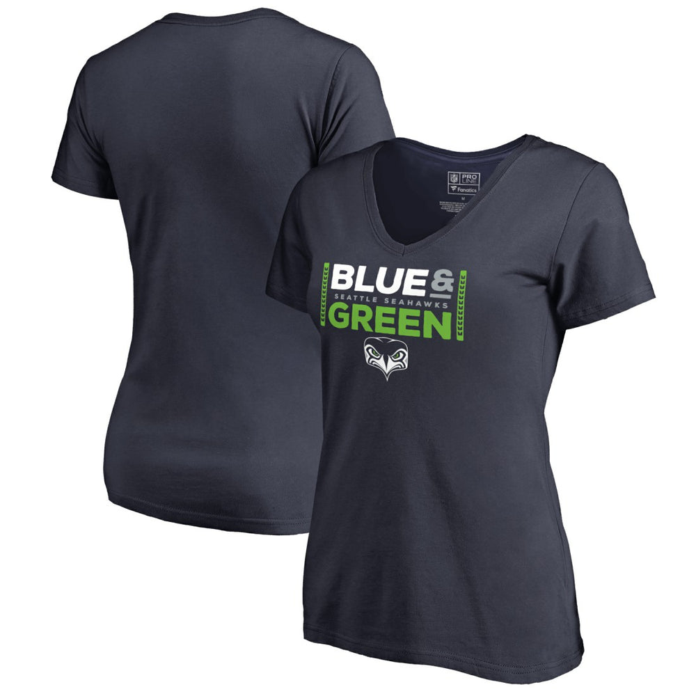 Seattle Seahawks Women's Alternate Team Logo V-Neck T-Shirt | NFL Hot