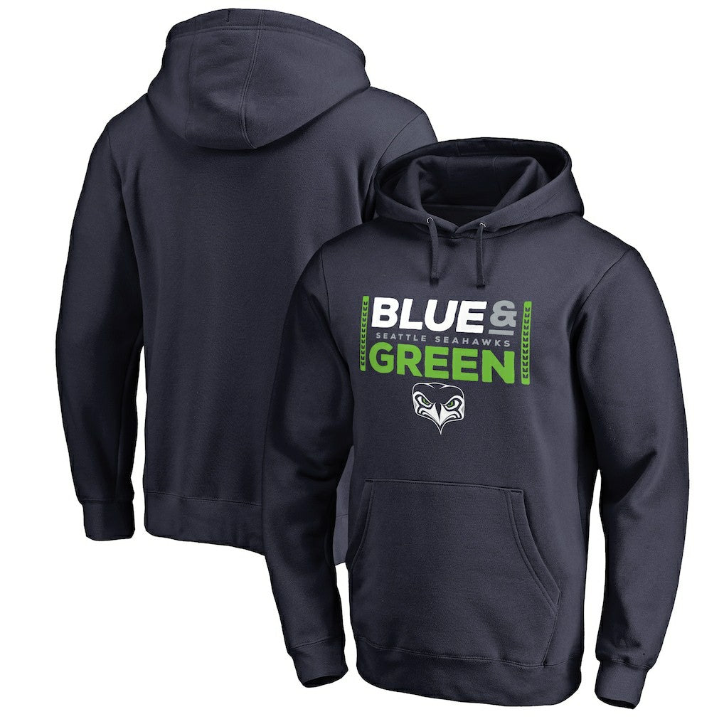 Seattle Seahawks Alternate Team Logo Gear Blue & Green Pullover Hoodie | NFL Discount