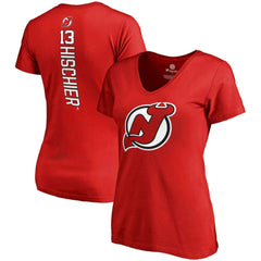Nico Hischier New Jersey Devils Fanatics Women's Plus Size Backer Name & Number V-Neck T-Shirt -  NHL T-shirts