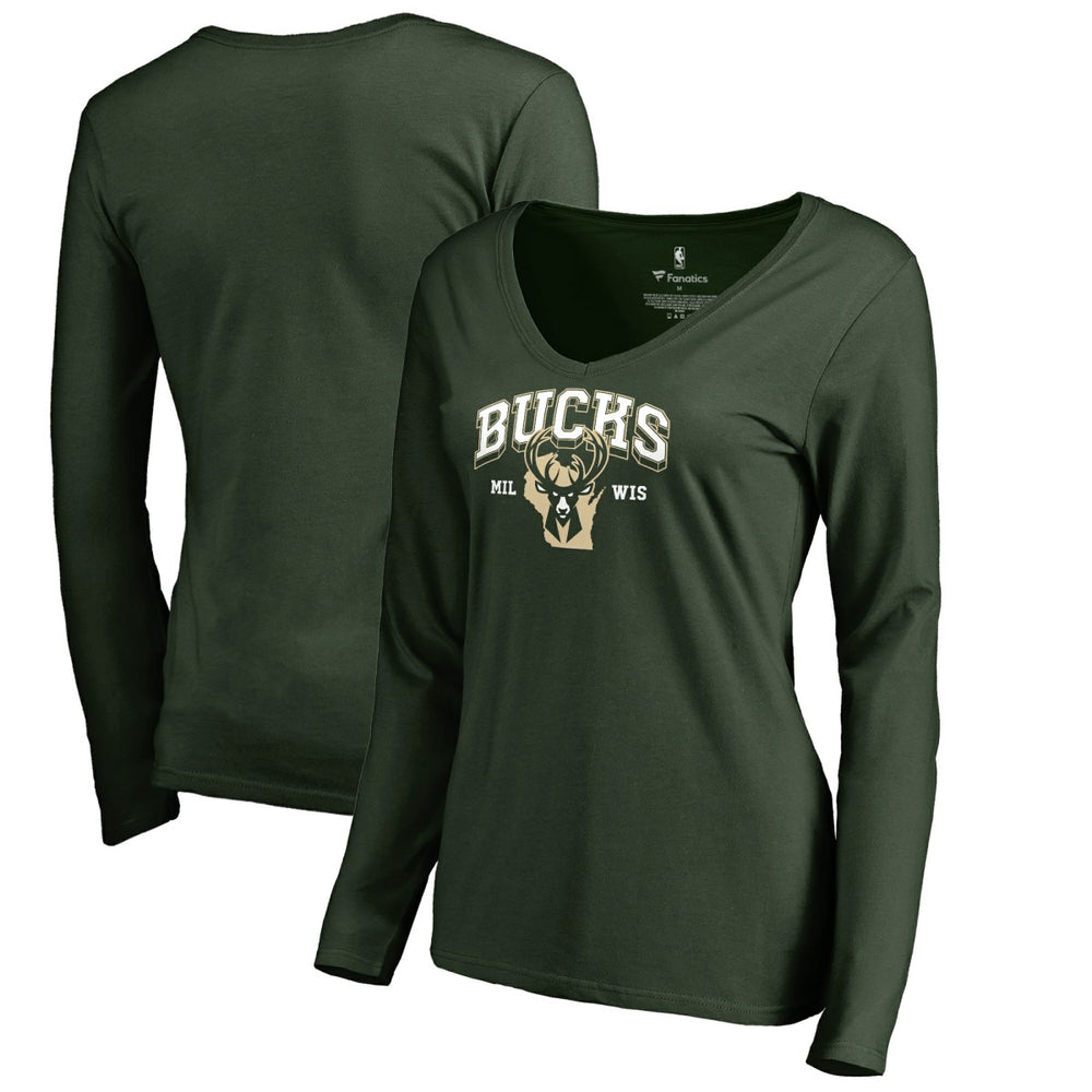 Green Milwaukee Bucks Women's Wisconsin Basketball Hometown Collection Long Sleeve T-Shirt | NBA