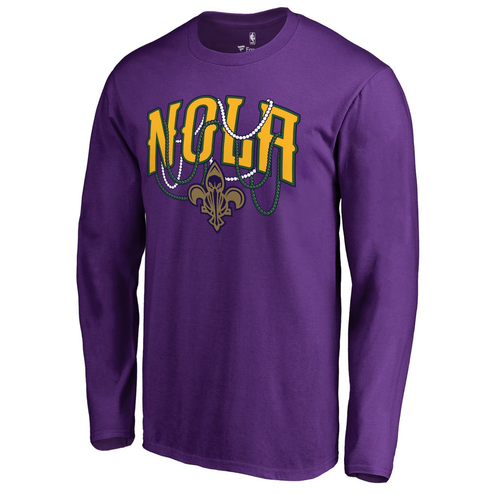 Purple New Orleans Pelicans NOLA Beads Hometown Collection Long Sleeve T-Shirt | NBA