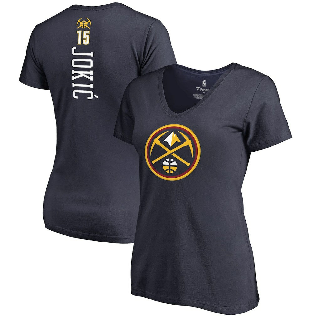 Navy Nikola Jokic Denver Nuggets Women's Team Backer Name & Number V-Neck T-Shirt sale | NBA