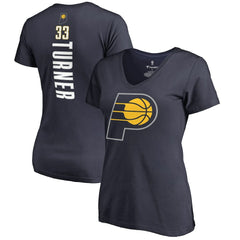 Navy Myles Turner Indiana Pacers Women's Backer Name and Number V-Neck T-Shirt | NBA