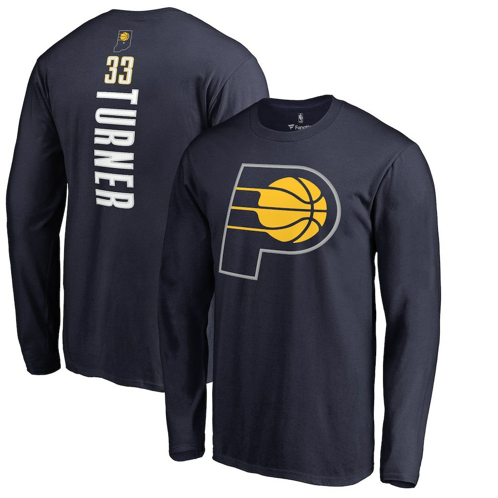Navy Myles Turner Indiana Pacers Long Sleeve Backer Name and Number T-Shirt | NBA
