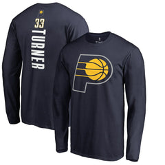 Navy Myles Turner Indiana Pacers Long Sleeve Backer Name and Number T-Shirt | NBA