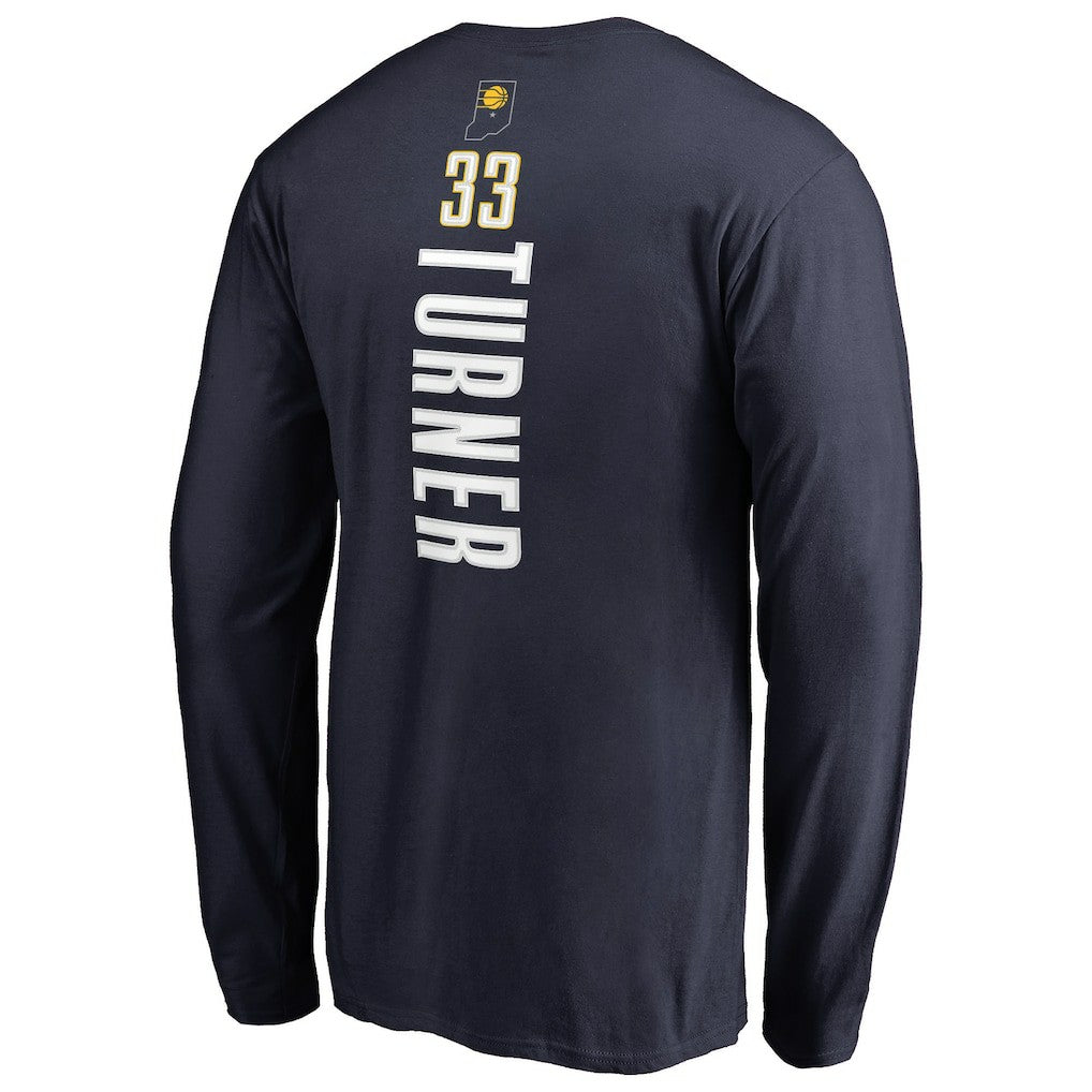 Navy Myles Turner Indiana Pacers Long Sleeve Backer Name and Number T-Shirt | NBA