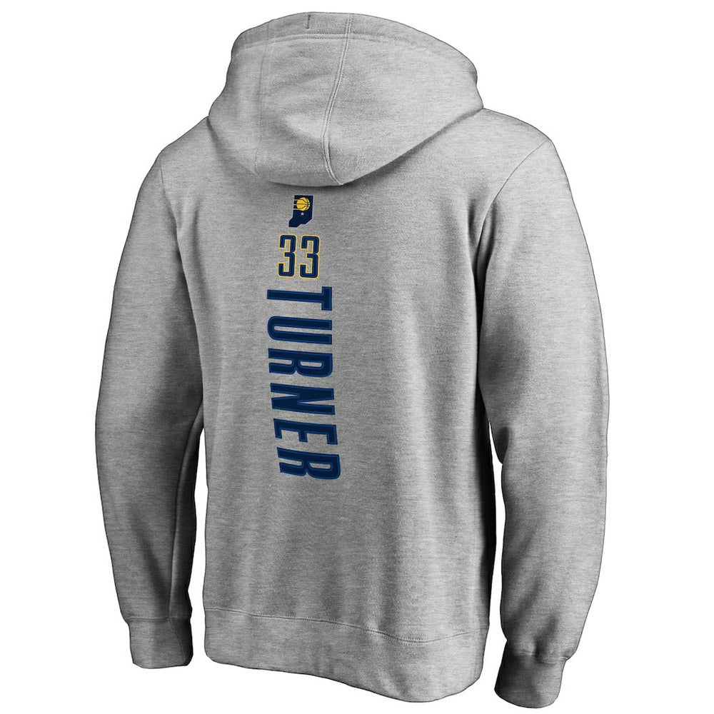 Heathered Gray Myles Turner Indiana Pacers Backer Name and Number Pullover Hoodie | NBA