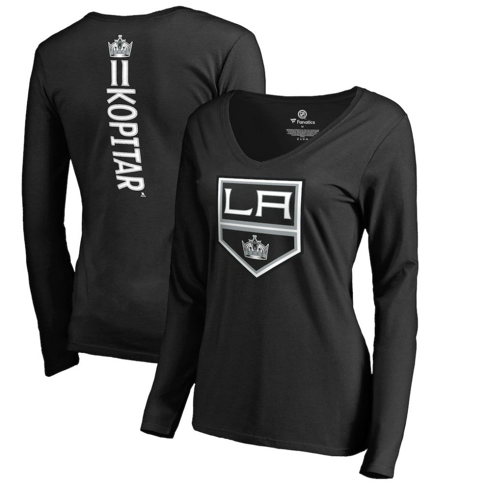 Anze Kopitar Los Angeles Kings Women's Backer Name & Number Slim Fit Long Sleeve V-Neck T-Shirt -  NHL T-shirts