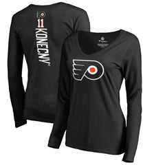 Travis Konecny Philadelphia Flyers Women's Backer Name & Number Slim Fit Long Sleeve V-Neck T-Shirt -  NHL T-shirts