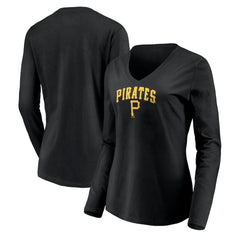 Pittsburgh Pirates Women's Cooperstown Collection Wahconah Long Sleeve V-Neck T-Shirt - MLB T-shirts