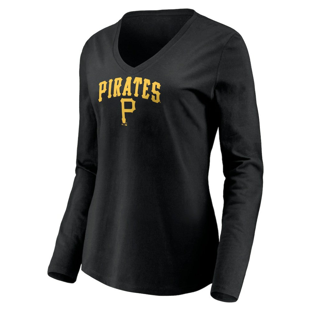 Pittsburgh Pirates Women's Cooperstown Collection Wahconah Long Sleeve V-Neck T-Shirt - MLB T-shirts