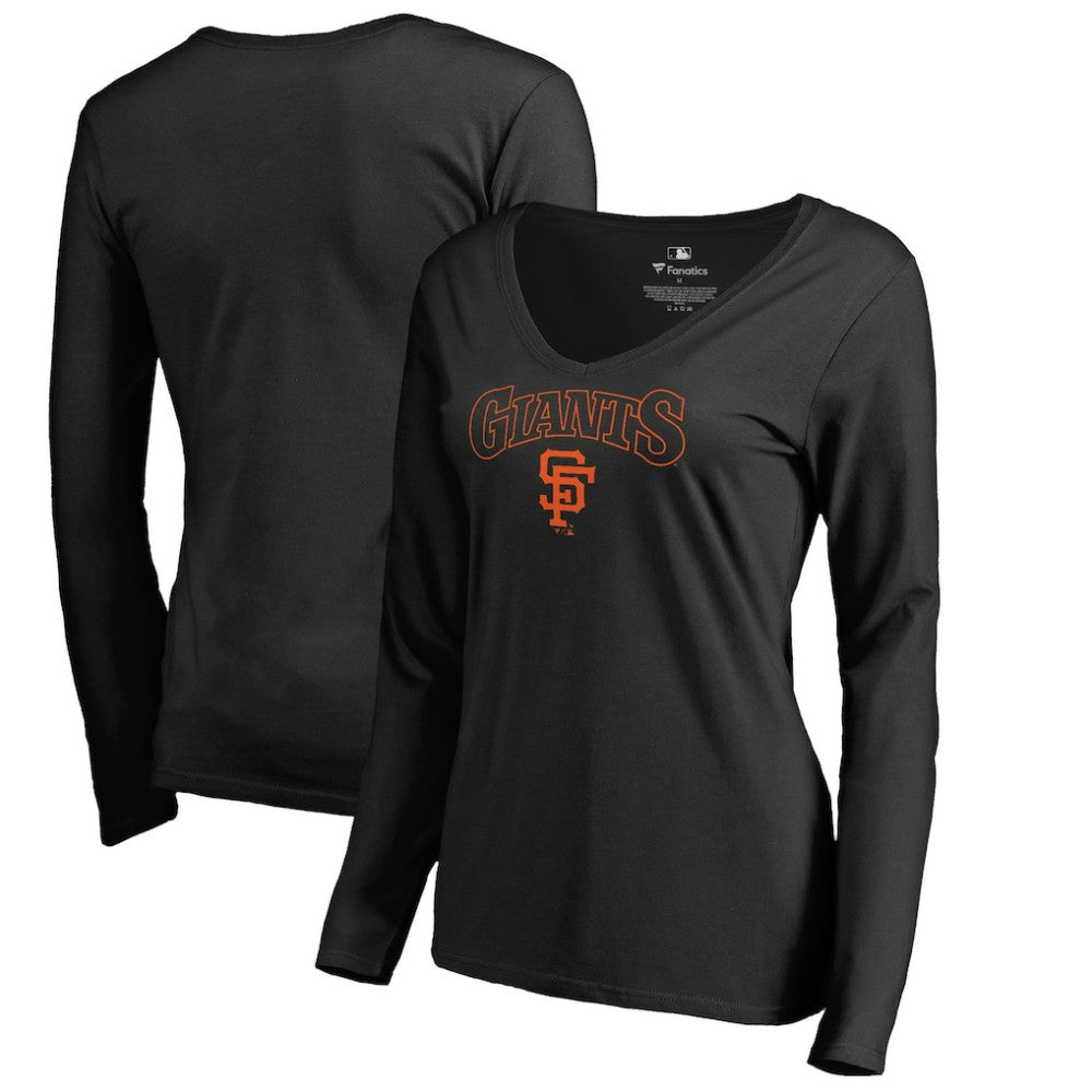 San Francisco Giants Women's Cooperstown Collection Wahconah Long Sleeve V-Neck T-Shirt - MLB T-shirts