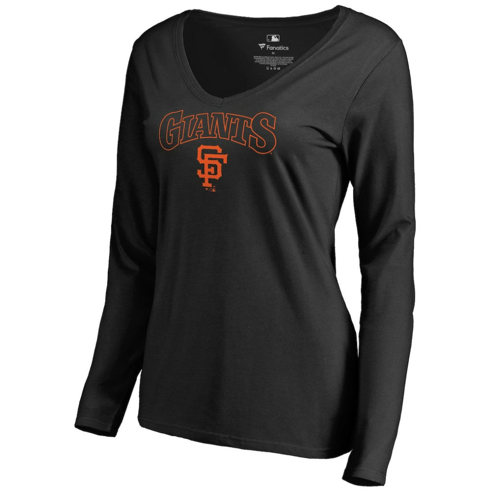 San Francisco Giants Women's Cooperstown Collection Wahconah Long Sleeve V-Neck T-Shirt - MLB T-shirts