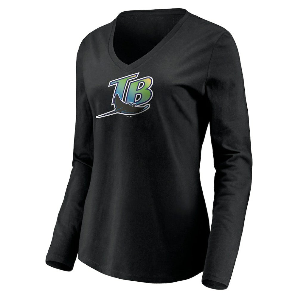 Tampa Bay Rays Women's Cooperstown Collection Wahconah Long Sleeve V-Neck T-Shirt - MLB T-shirts