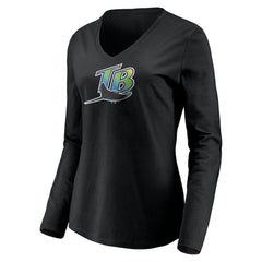 Tampa Bay Rays Women's Cooperstown Collection Wahconah Long Sleeve V-Neck T-Shirt - MLB T-shirts