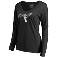 Chicago White Sox Women's Team Lockup Slim Fit Long Sleeve V-Neck T-Shirt - MLB T-shirts