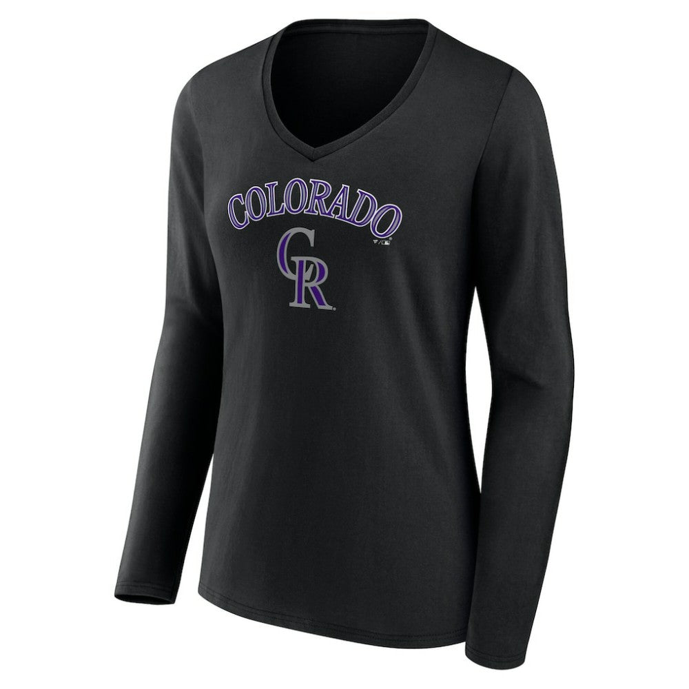 Colorado Rockies Women's Team Lockup Slim Fit Long Sleeve V-Neck T-Shirt - MLB T-shirts