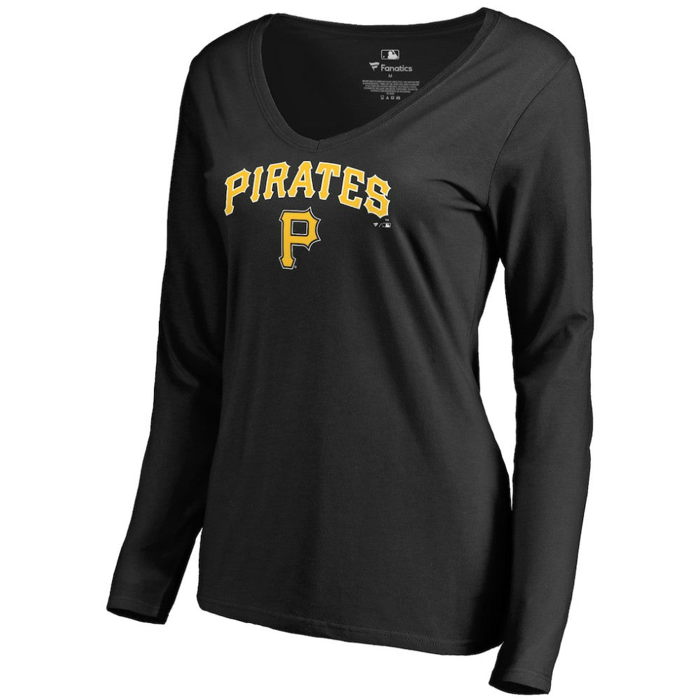 Pittsburgh Pirates Women's Team Lockup Slim Fit Long Sleeve V-Neck T-Shirt - MLB T-shirts