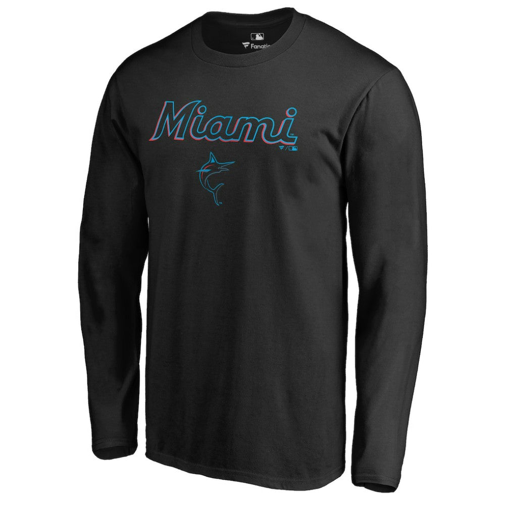 Miami Marlins Team Lockup Long Sleeve T-Shirt - MLB T-shirts