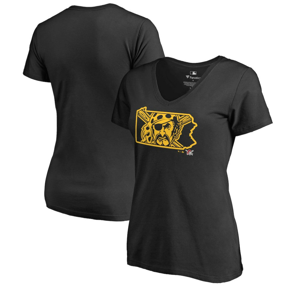 Pittsburgh Pirates Women's Hometown Collection Bucco State V-Neck T-Shirt - MLB T-shirts