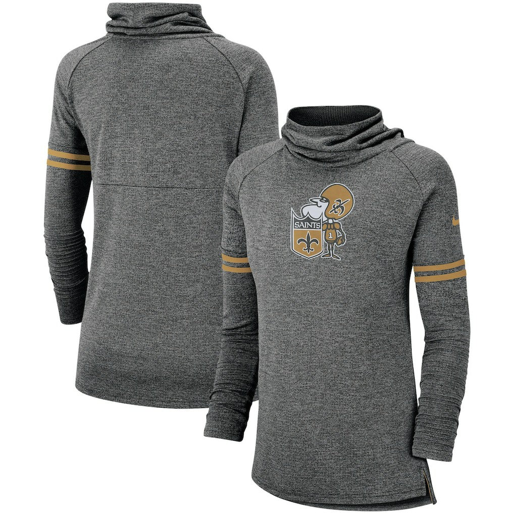 New Orleans Saints Women's Historic Marks Long Sleeve Tri-Blend Funnel Sweatshirt | NFL Hot