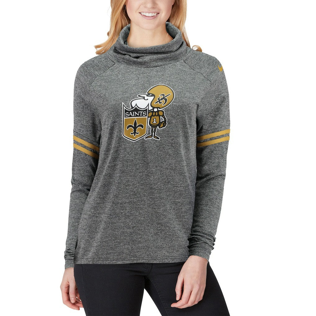New Orleans Saints Women's Historic Marks Long Sleeve Tri-Blend Funnel Sweatshirt | NFL Hot