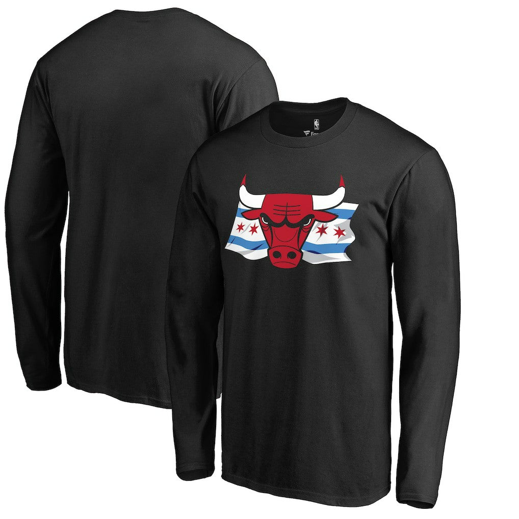 Black Chicago Bulls Hometown Collection Chicago Flag Long Sleeve T-Shirt sale | NBA