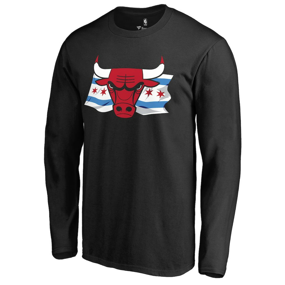 Black Chicago Bulls Hometown Collection Chicago Flag Long Sleeve T-Shirt sale | NBA