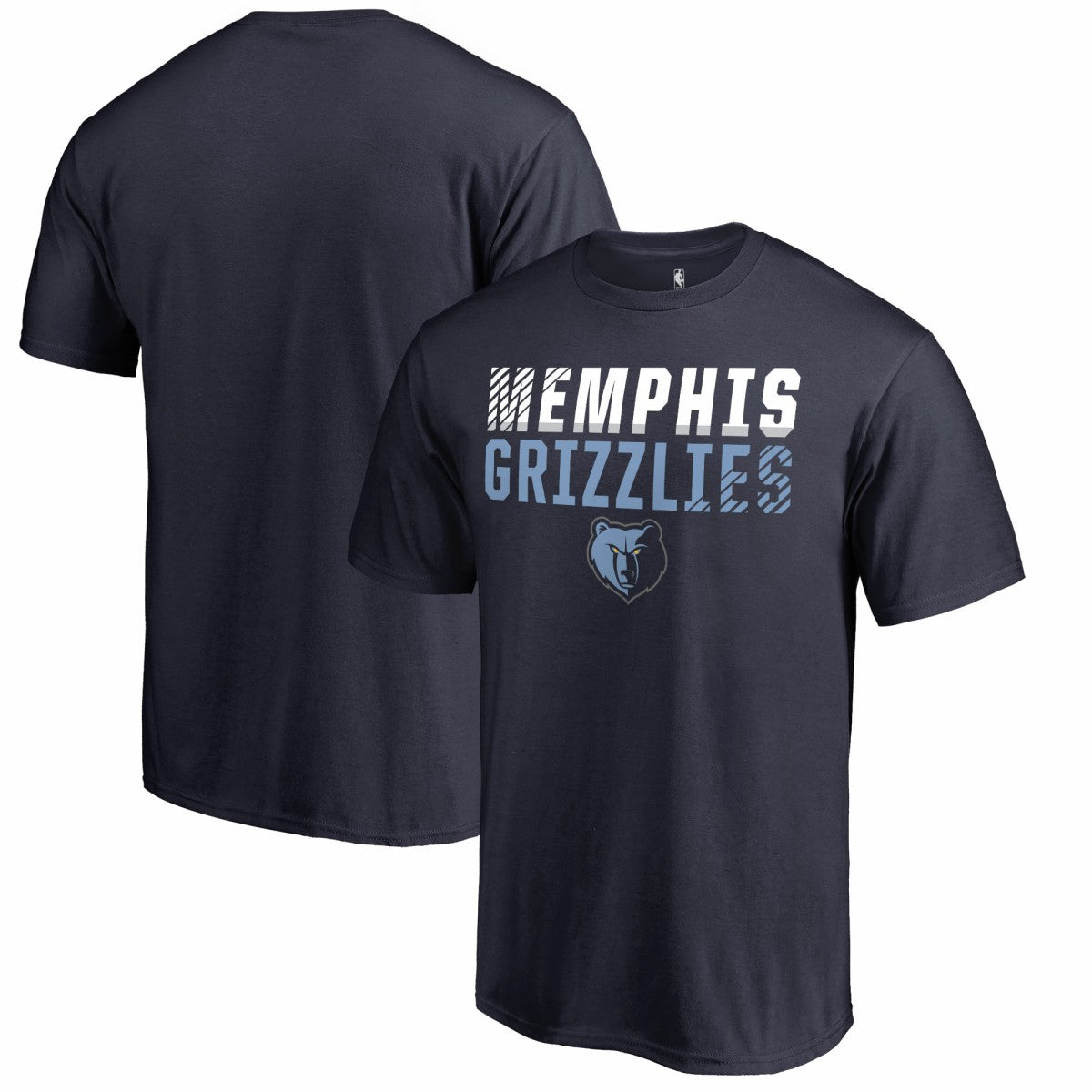 Navy Memphis Grizzlies Fade Out T-Shirt | NBA