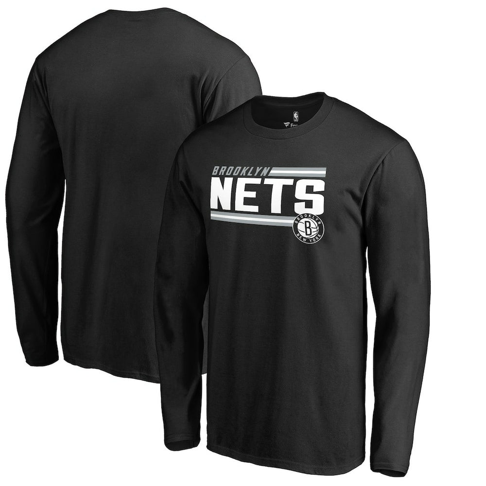 Black Brooklyn Nets Onside Stripe Long Sleeve T-Shirt | NBA