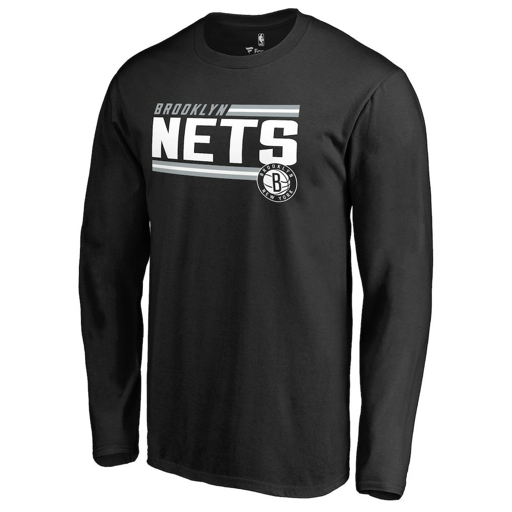 Black Brooklyn Nets Onside Stripe Long Sleeve T-Shirt | NBA
