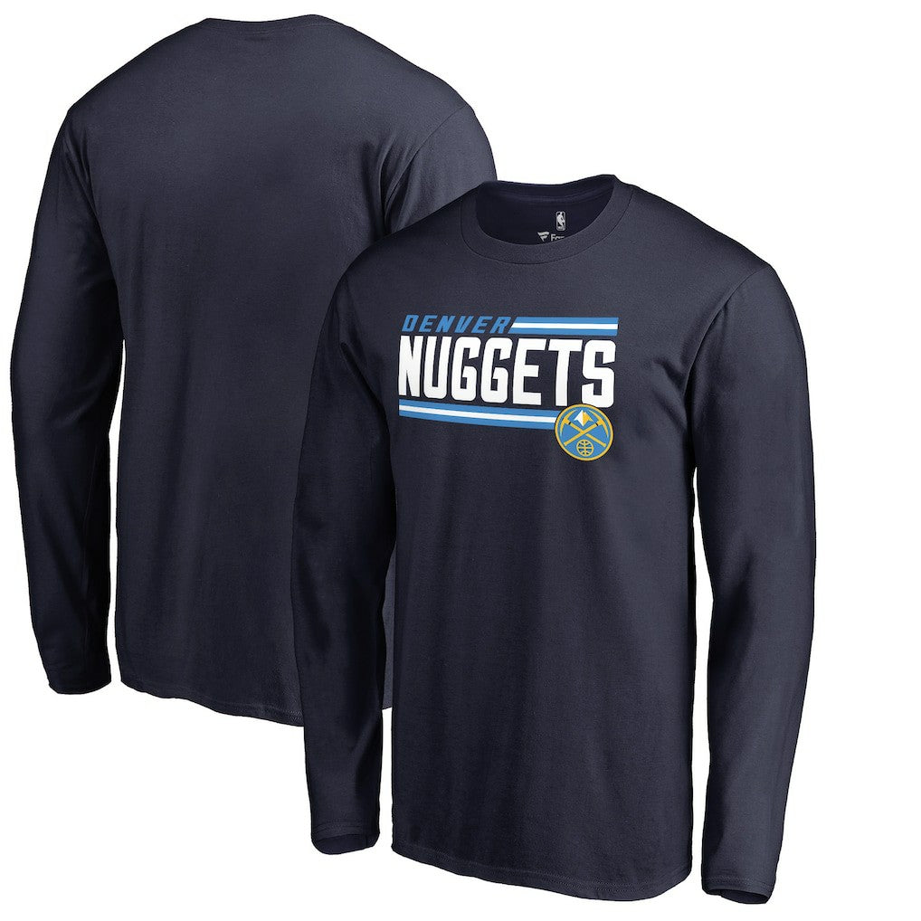 Navy Denver Nuggets Onside Stripe Long Sleeve T-Shirt sale | NBA