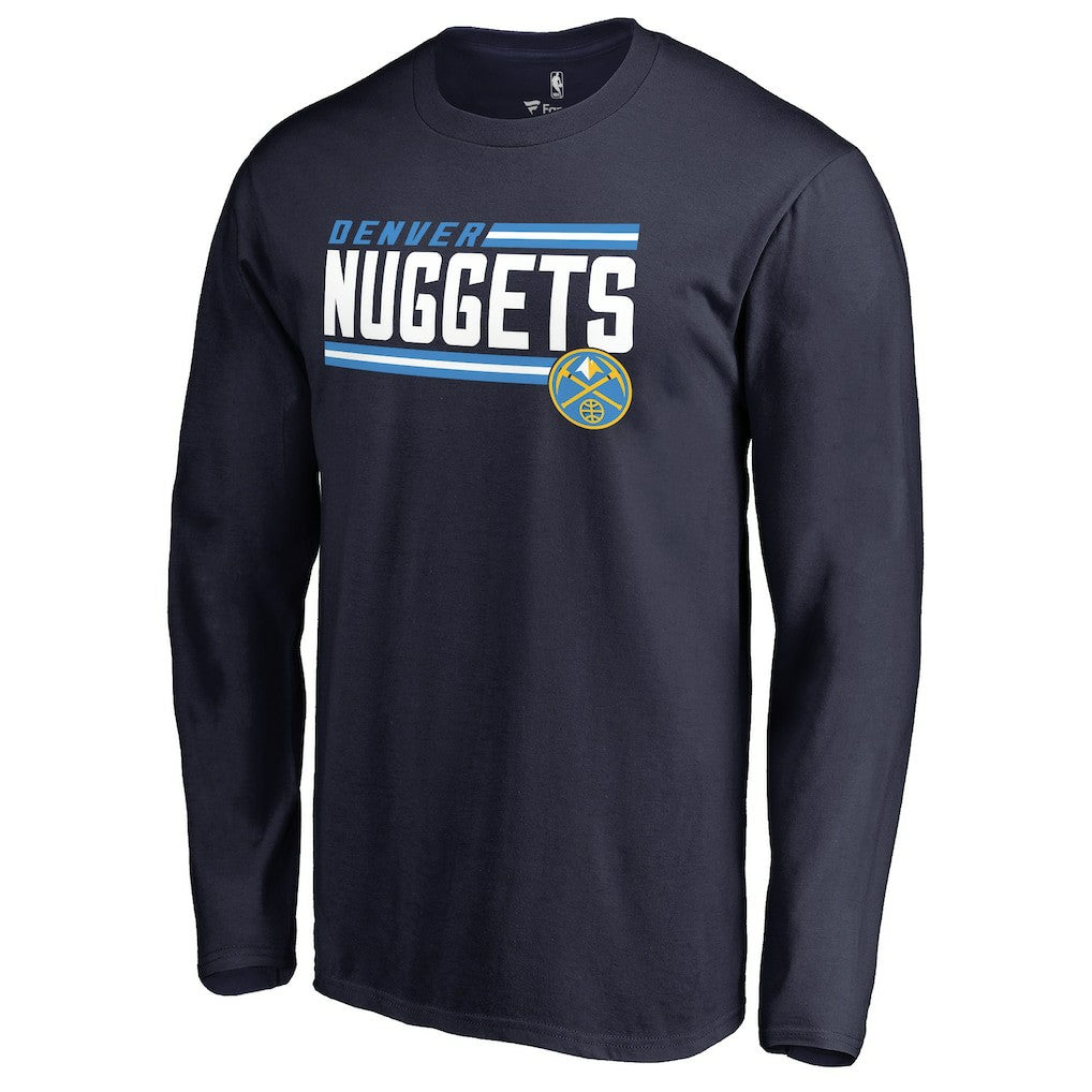 Navy Denver Nuggets Onside Stripe Long Sleeve T-Shirt sale | NBA