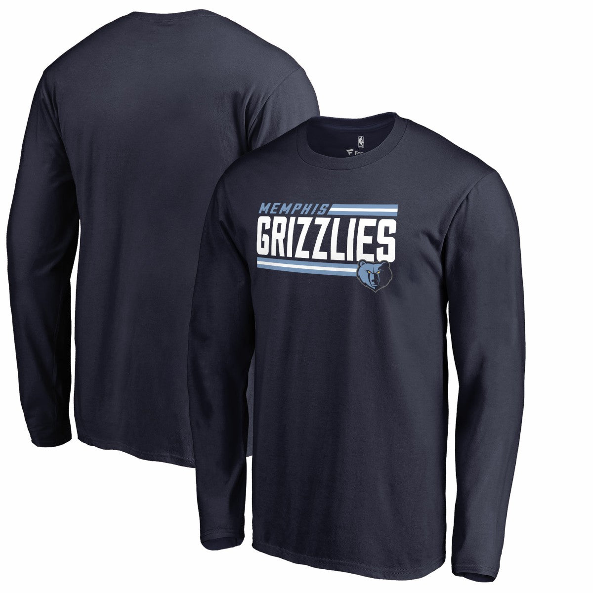 Navy Memphis Grizzlies Onside Stripe Long Sleeve T-Shirt | NBA