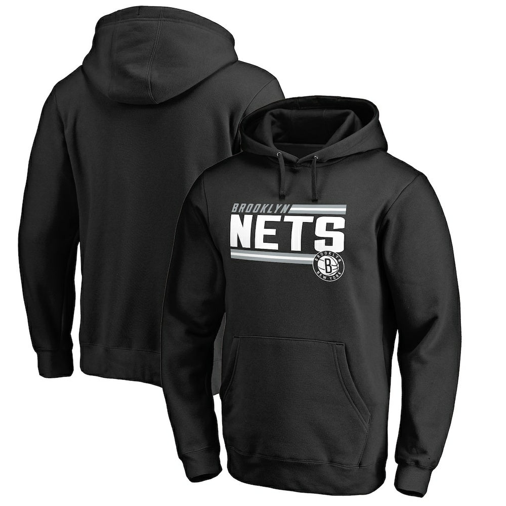Black Brooklyn Nets Onside Stripe Pullover Hoodie | NBA