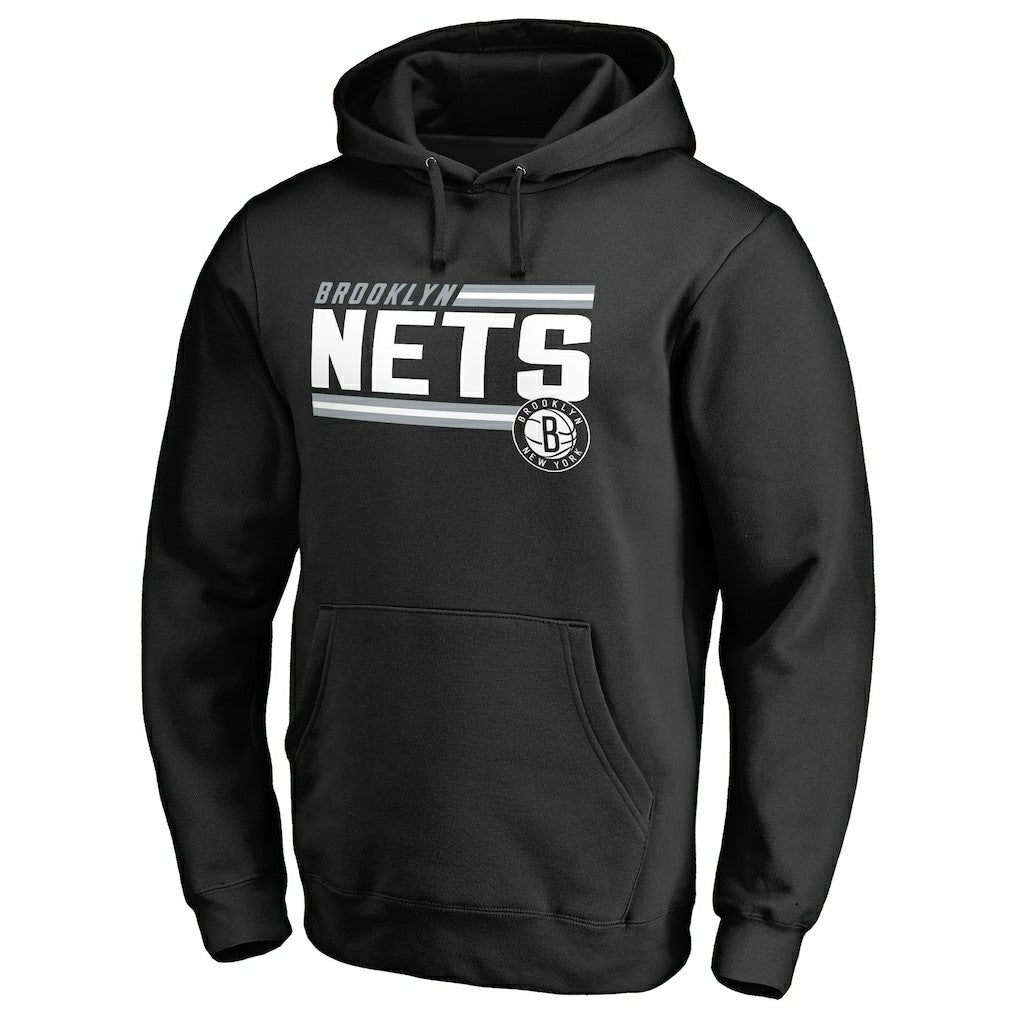 Black Brooklyn Nets Onside Stripe Pullover Hoodie | NBA