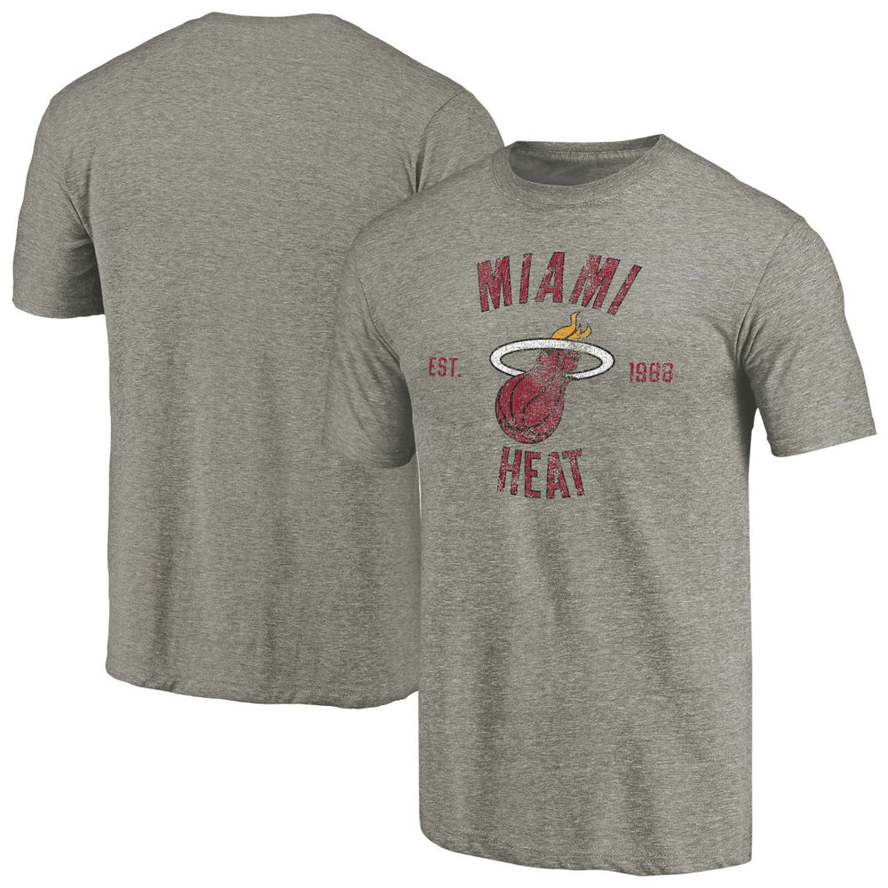 Gray Miami Heat Team Heritage Tri-Blend T-Shirt | NBA