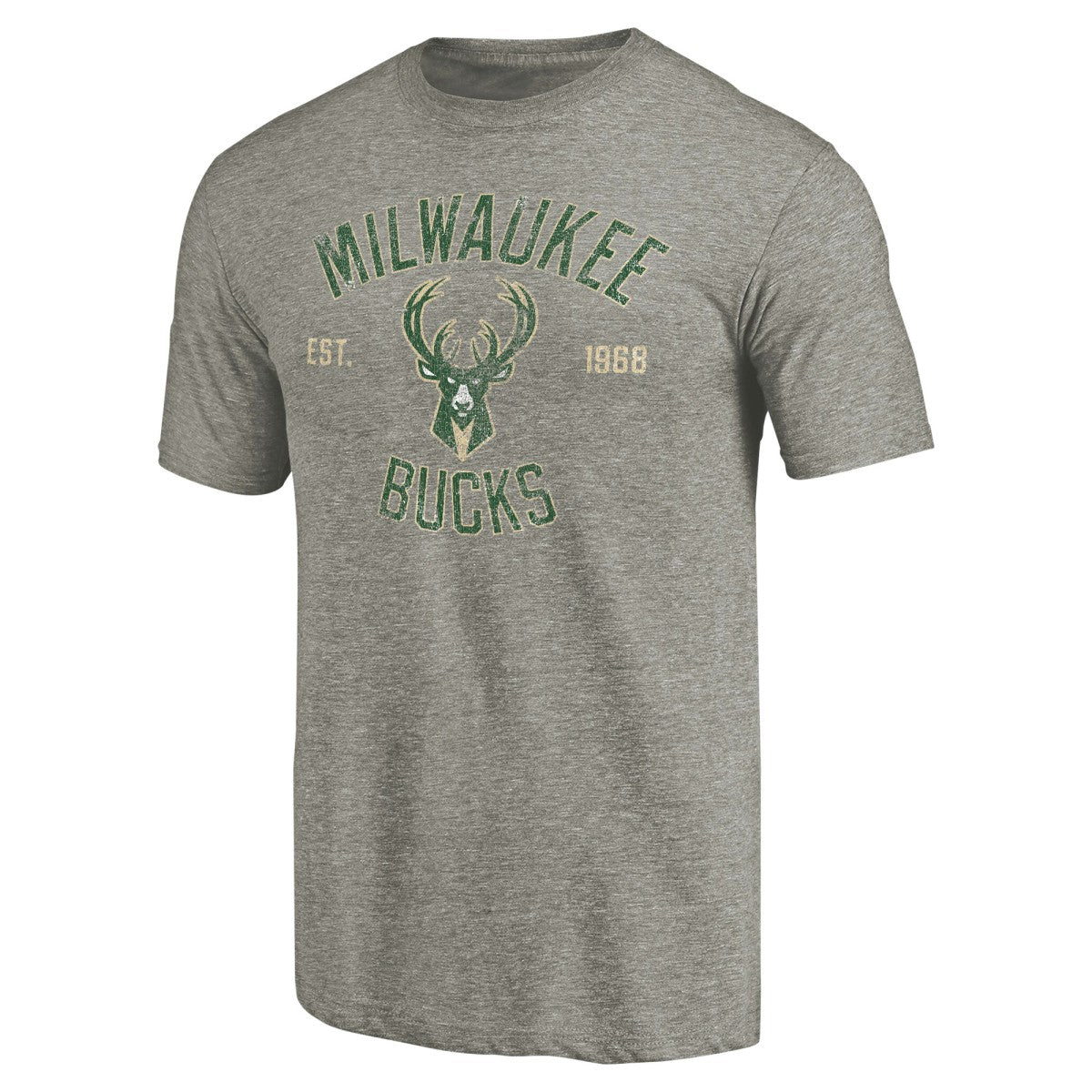 Gray Milwaukee Bucks Team Heritage Tri-Blend T-Shirt | NBA