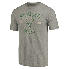 Gray Milwaukee Bucks Team Heritage Tri-Blend T-Shirt | NBA