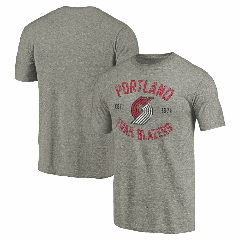 Gray Portland Trail Blazers Team Heritage Tri-Blend T-Shirt | NBA