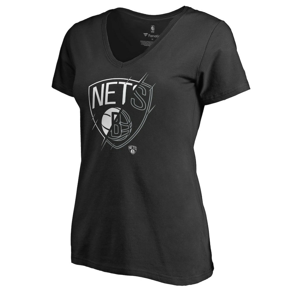 Black Brooklyn Nets Women's X-Ray Slim Fit V-Neck T-Shirt | NBA