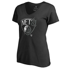 Black Brooklyn Nets Women's X-Ray Slim Fit V-Neck T-Shirt | NBA
