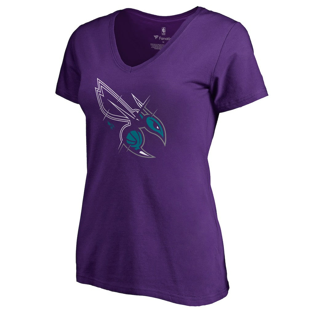 Purple Charlotte Hornets Women's X-Ray Slim Fit V-Neck T-Shirt | NBA