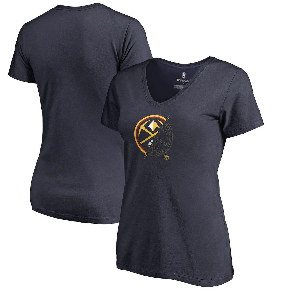 Navy Denver Nuggets Women's X-Ray Slim Fit V-Neck T-Shirt sale | NBA