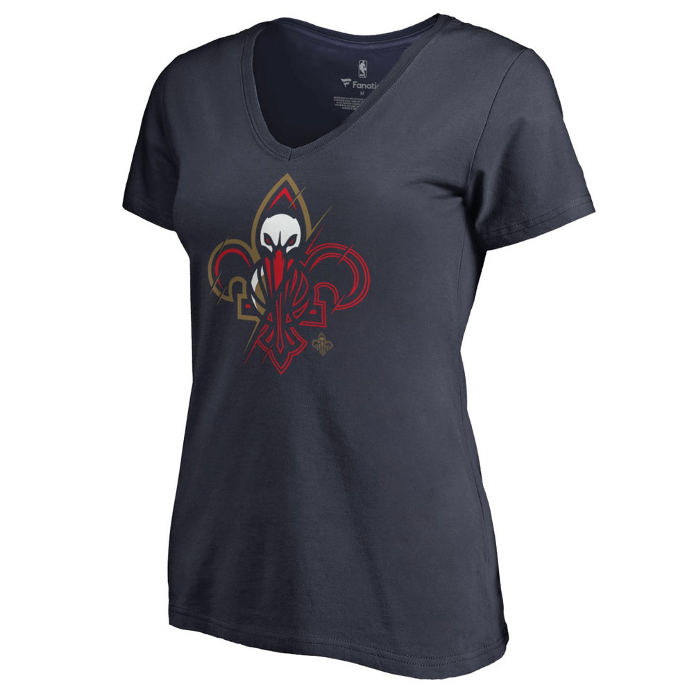 Navy New Orleans Pelicans Women's X-Ray Slim Fit V-Neck T-Shirt | NBA