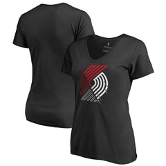 Black Portland Trail Blazers Women's X-Ray Slim Fit V-Neck T-Shirt | NBA
