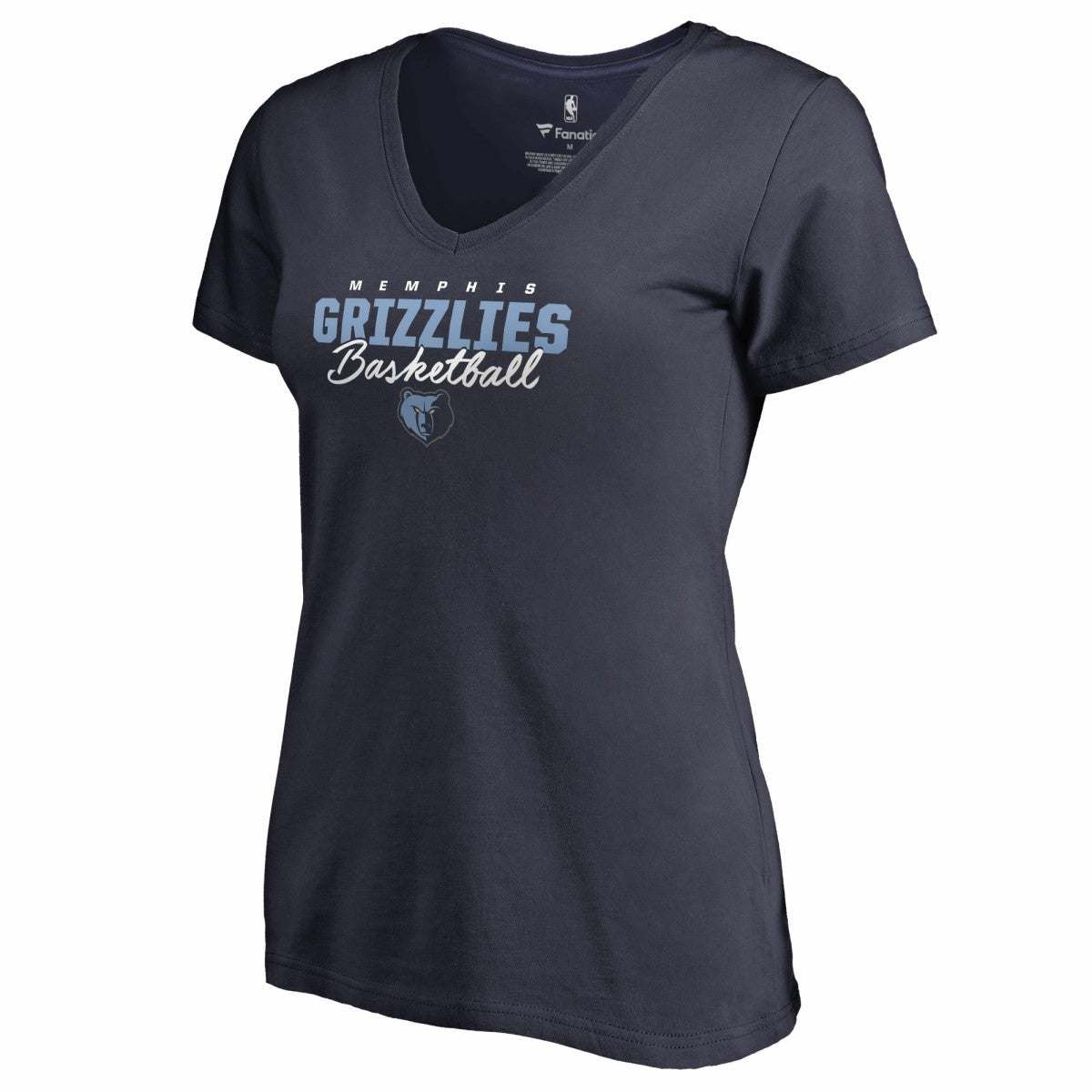 Navy Memphis Grizzlies Women's Script Assist V-Neck T-Shirt | NBA