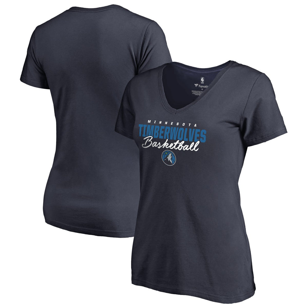 Navy Minnesota Timberwolves Women's Script Assist V-Neck T-Shirt | NBA